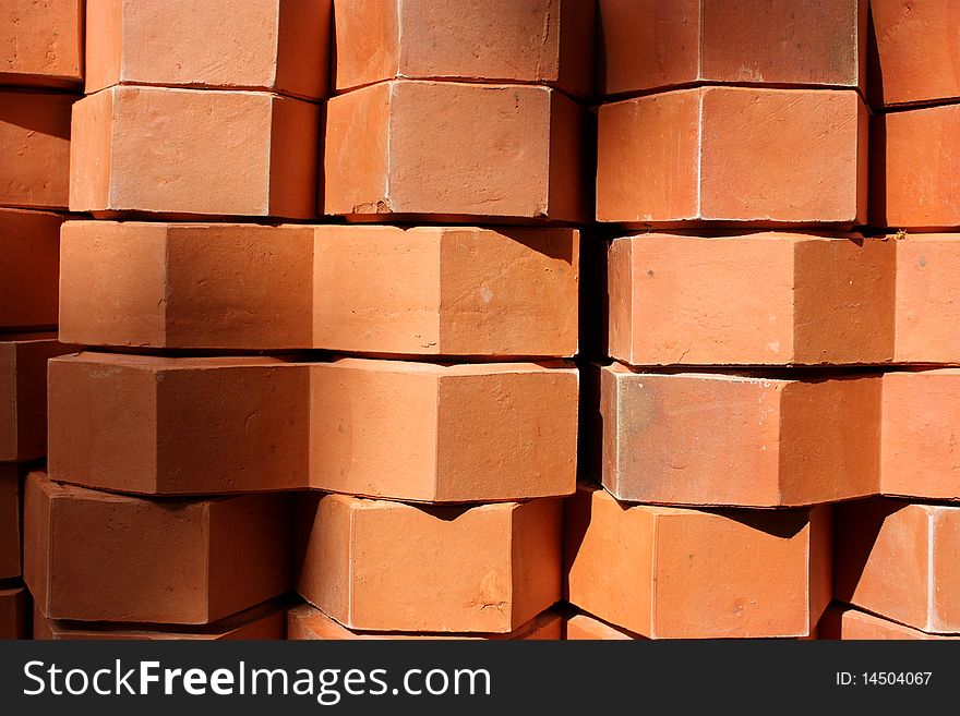 Pile of bricks prepared for construction