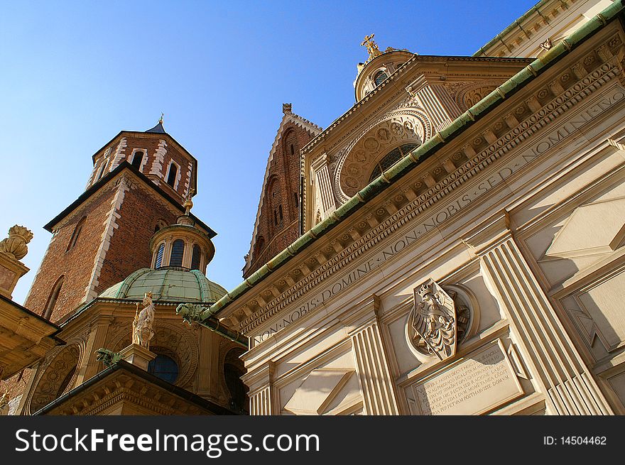 View on cathedral in Wawel Royal Castle, Cracow Poland Europe. View on cathedral in Wawel Royal Castle, Cracow Poland Europe