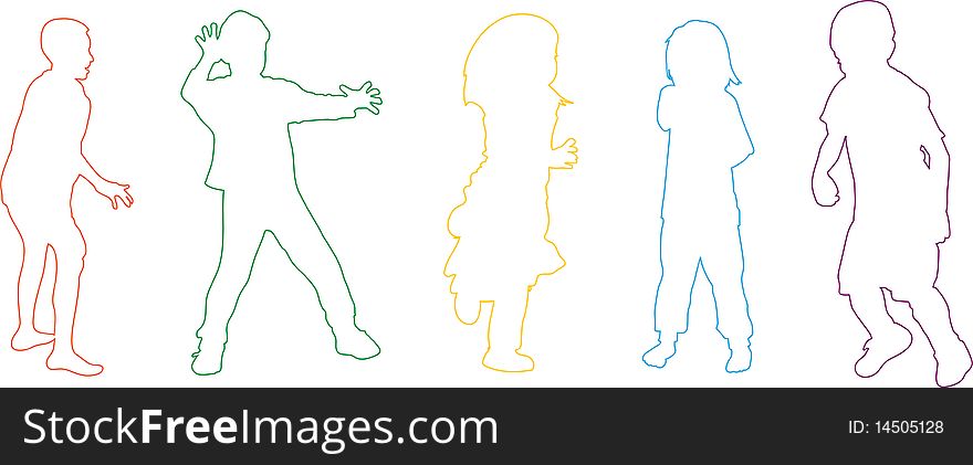 Glowing group of kids against white background.