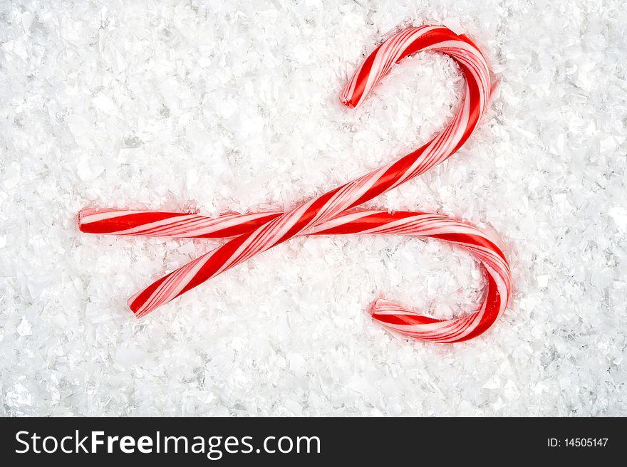 Candy Canes In Snow