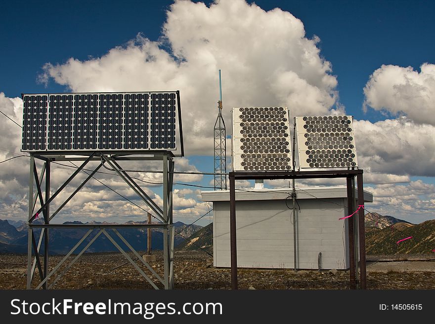 Solar panels at a mountain research station