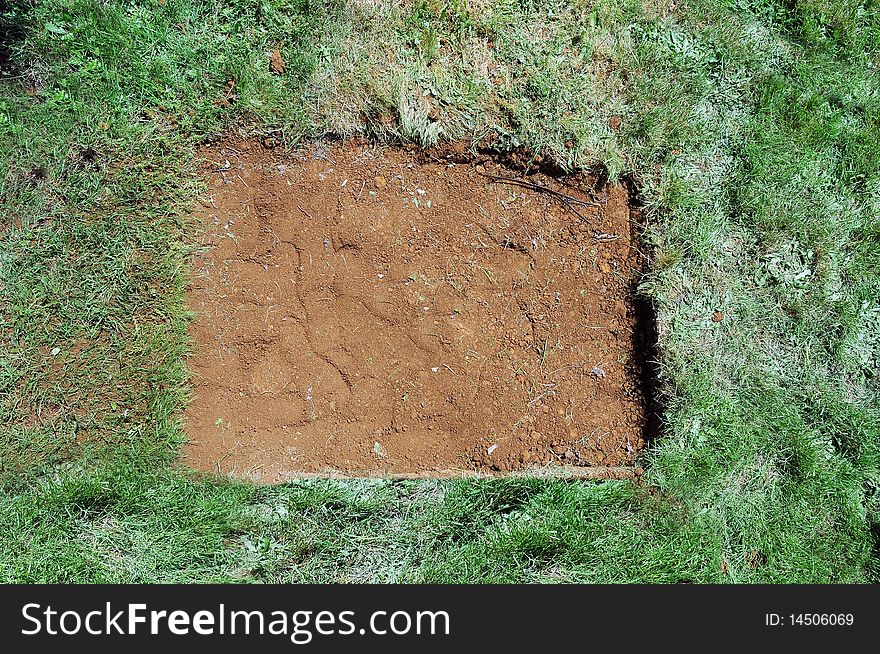 Dirt Patch Surrounded By Grass