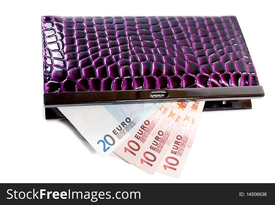 Purse with euro banknotes