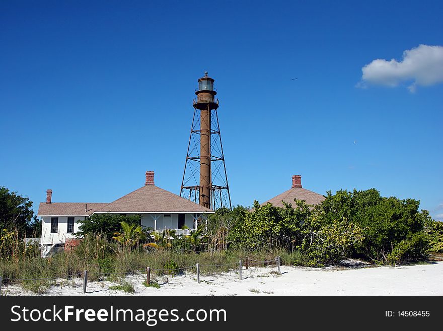 Historic lighthouse at midday Sanibel Island Florida