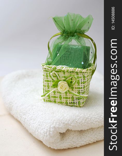 Spa and wellness soap and towel. For spa and hygiene, alternative healthcare, and relaxation concepts. Spa and wellness soap and towel. For spa and hygiene, alternative healthcare, and relaxation concepts.