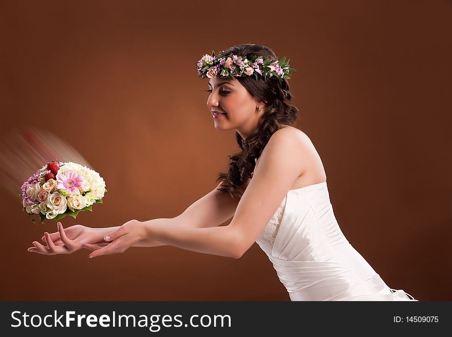 Young woman with a flower garland. Young woman with a flower garland