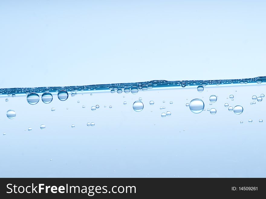 Water bubbles on blue background