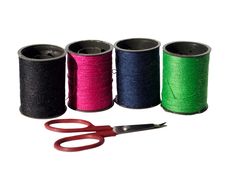 Multi-coloured Threads, Scissors Stock Photography