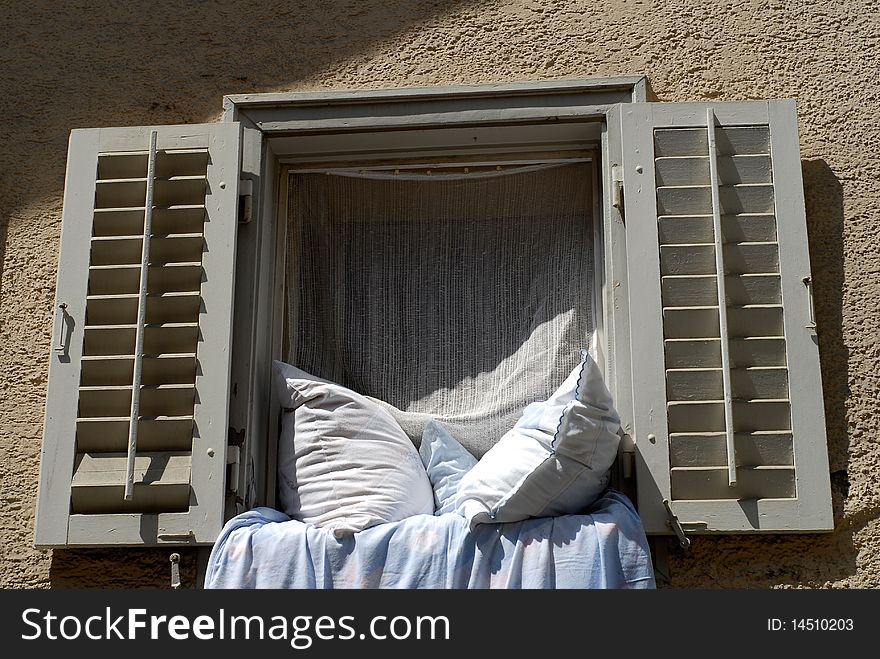 Window with bedclothes