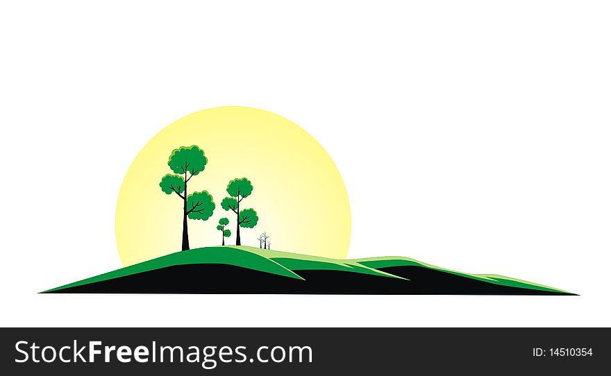 Vector art of a peacefully green hill