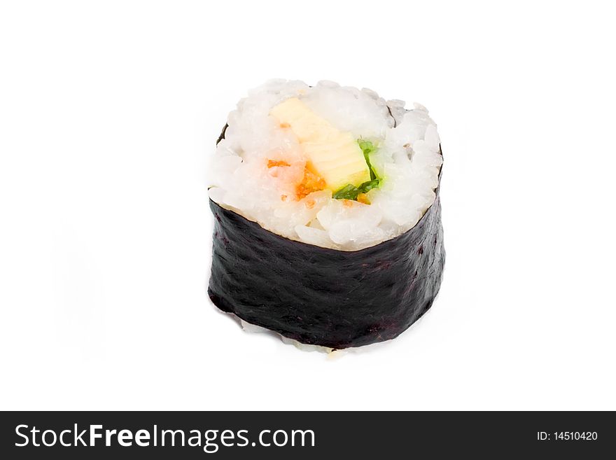 An image of a tasty piece of sushi isolated. An image of a tasty piece of sushi isolated