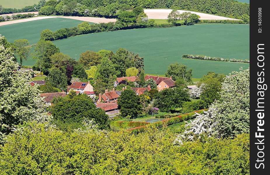 English Rural Landscape with Hamlet in the distance