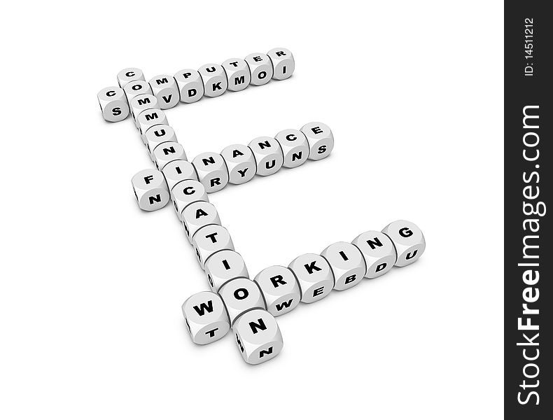 Communication,finance crossword in white dice
