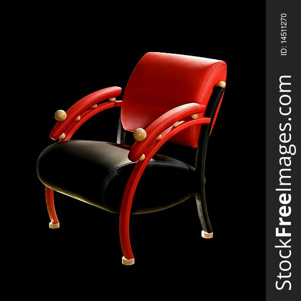 Armchair stylized design in red and black leather upholstery
