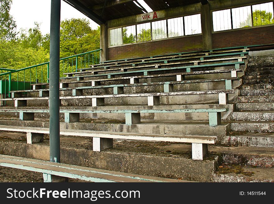 Seats in the old football stadium of FC Wageningen. Seats in the old football stadium of FC Wageningen