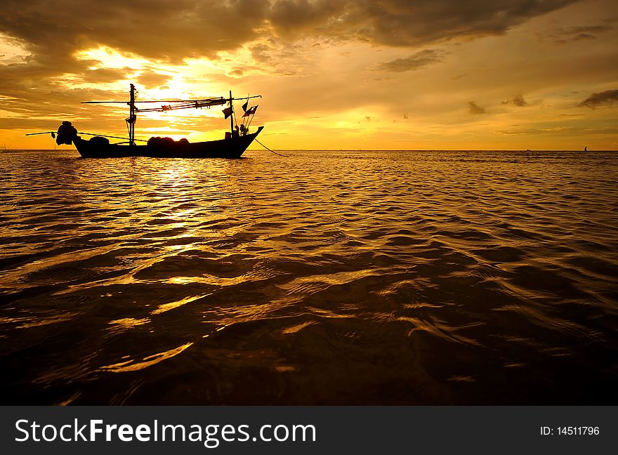 Boat floating in the sea.