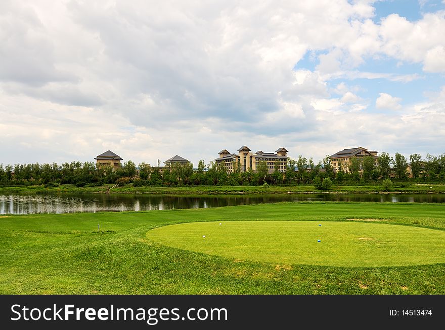 Small golf course villas side. Small golf course villas side.