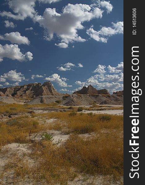 View of the Bad Lands in the South Dakota