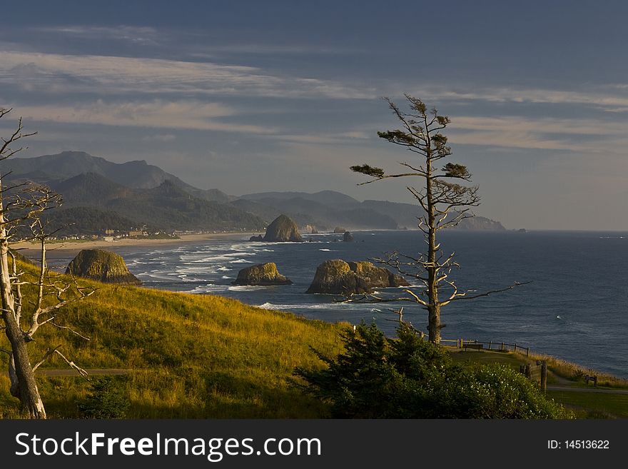 Haystack Rock From Ecola State Park In Oregon
