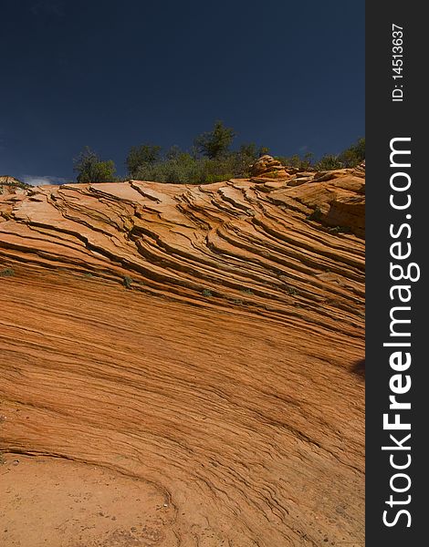 Vermillion Coloured Rock Formations In Red Rock Canyon in the state of Utah. Vermillion Coloured Rock Formations In Red Rock Canyon in the state of Utah