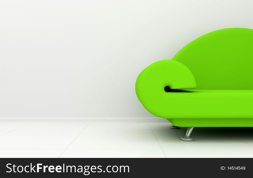 Green sofa on a white background