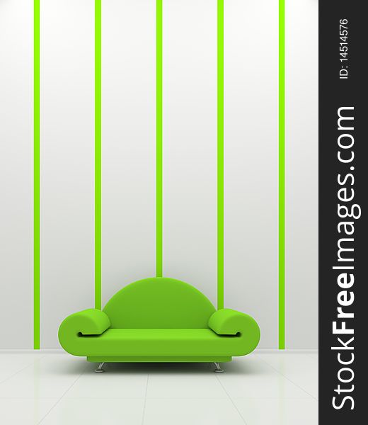 Green sofa on a white background
