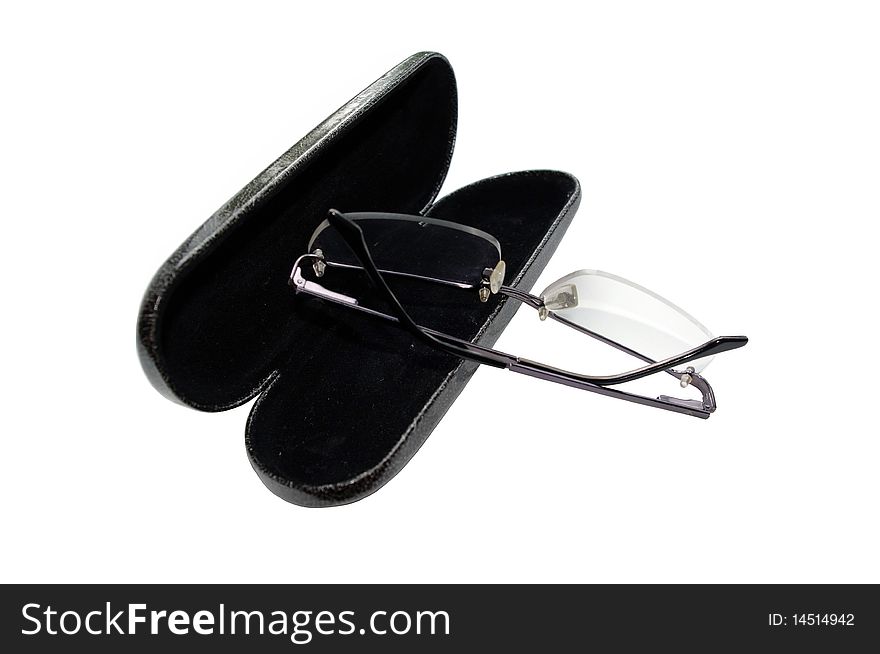 Spectacle-case with glasses (white background)