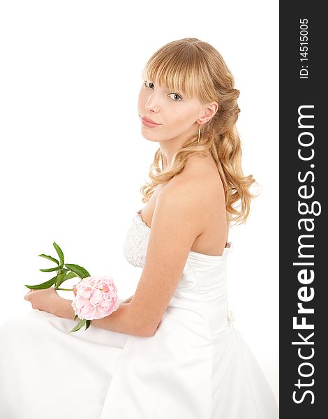 Portrait of bride with peony