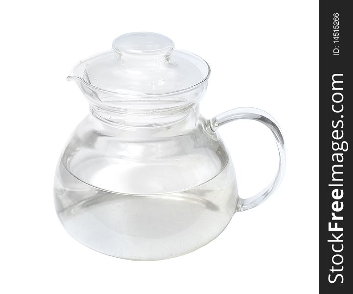 Decanter with water isolated over white