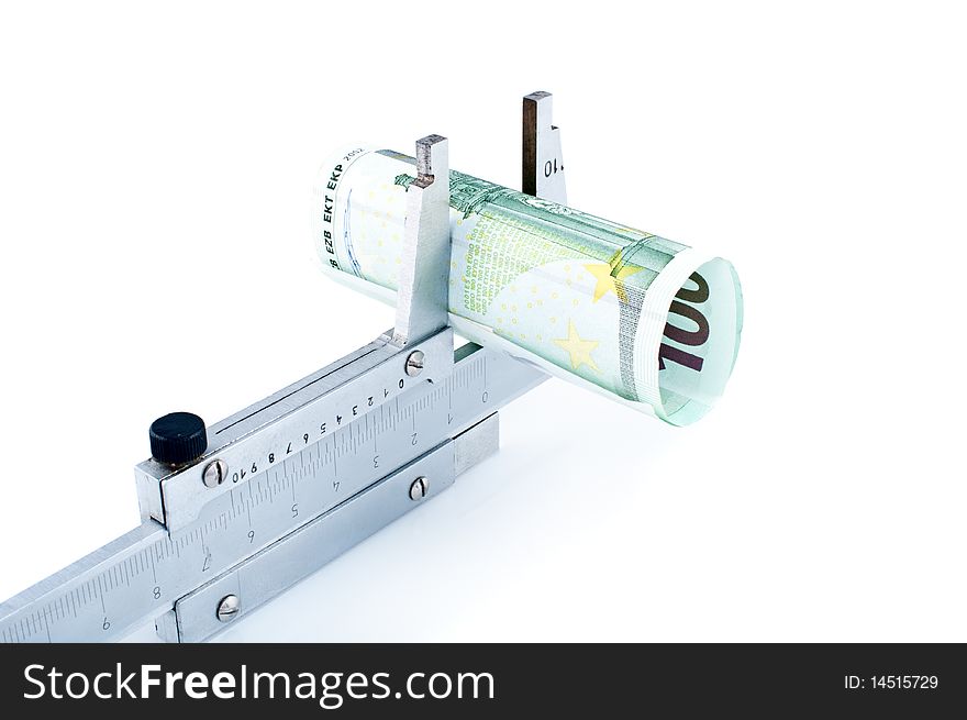 Measuring euro banknotes with  calipers