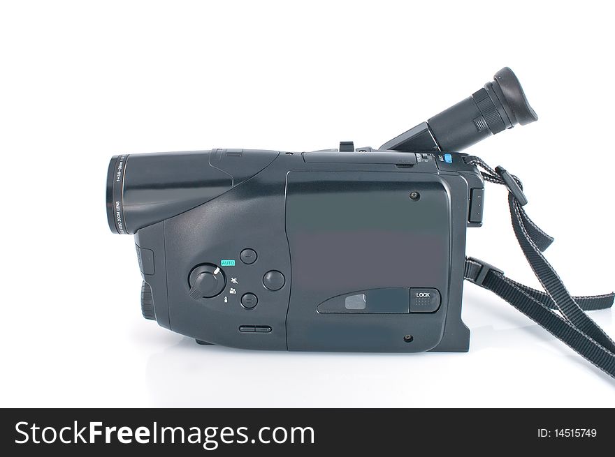 Old video camera,isolated on white background