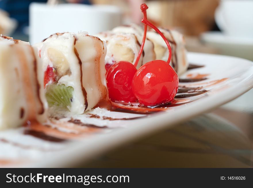 Fruit rolls,Close-up.Traditional Japanese food