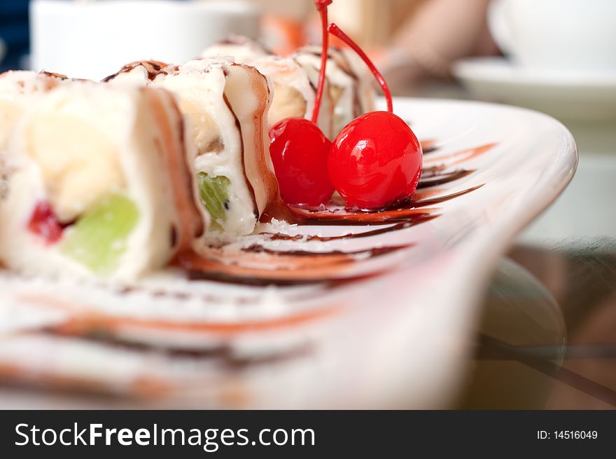 Fruit rolls,Close-up.Traditional Japanese food