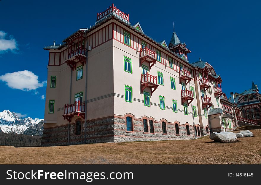 Hotel in Strbske pleso Lake,High Tatras,Slovakia.