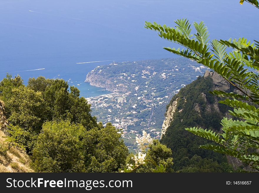 Ischia, island in the mediterranean sea, from the top of the Monte Pomeo