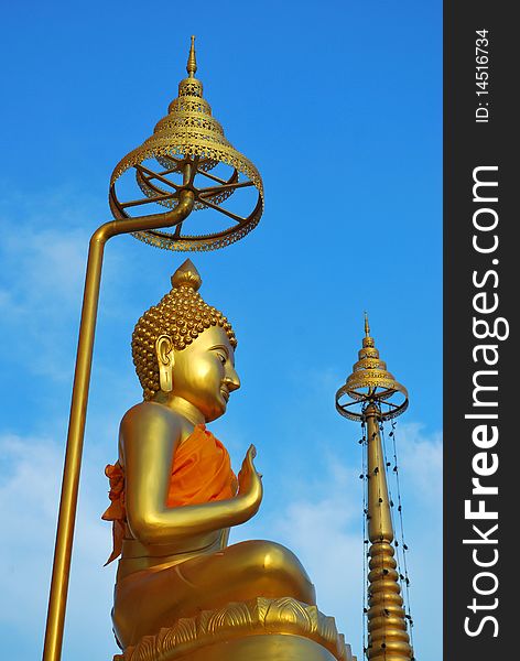 Image of buddha and nice sky taken from nakornsawan thailand
