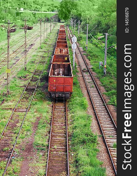 Old industrial railway upper view