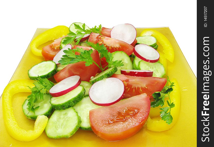 Vegetable salad with tomato and cucumber