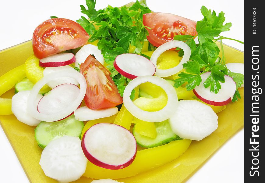 Vegetable salad with tomato and cucumber