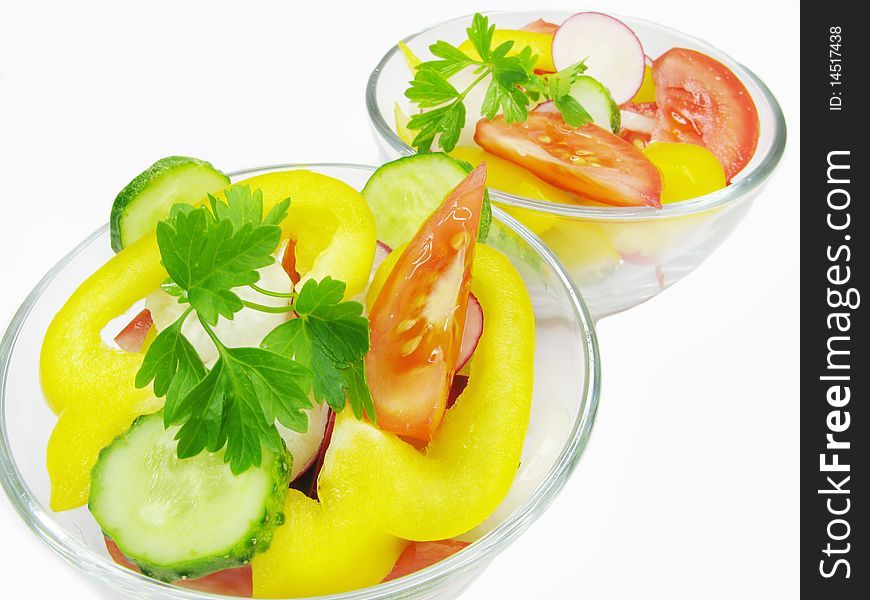 Vegetable salad with tomato and cucumber