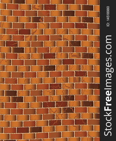 Illustrated grunge brown brick wall ideal background or wallpaper