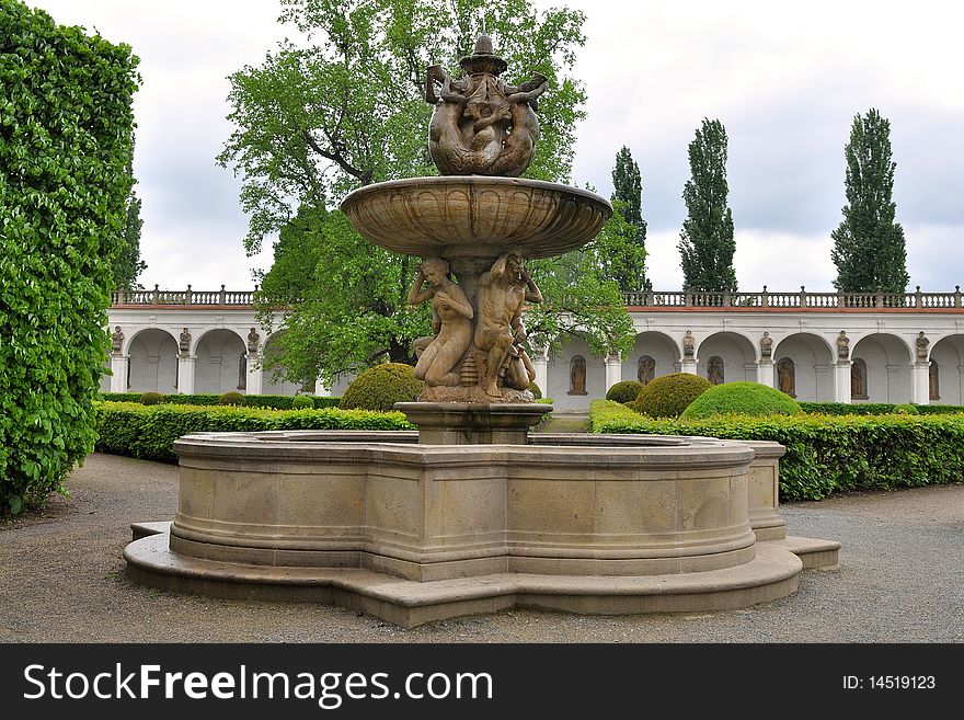 Tritons Fountain, Flower Garden,Kromeriz