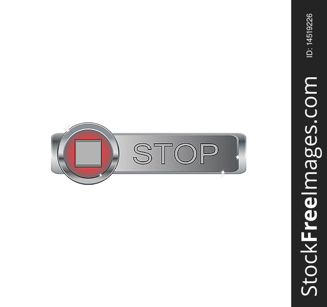 Metal button with stop sign