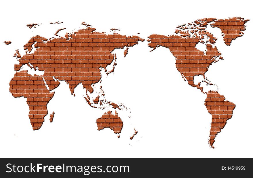 Card of the world in the manner of brick texture. Card of the world in the manner of brick texture