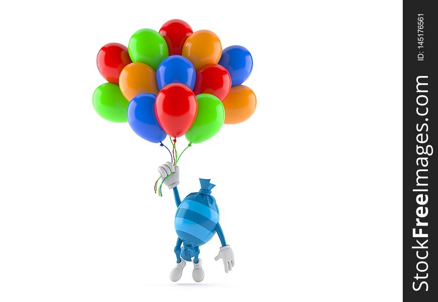 Candy character flying with balloons