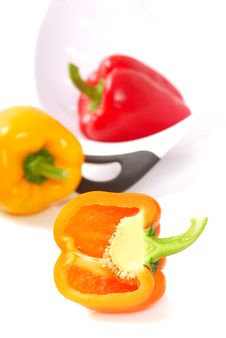 Orange, Yellow And Red Bell Peppers Stock Images Orange, Yellow And Red Bell Peppers Stock Images