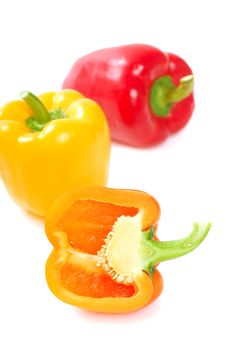 Orange, Yellow And Red Bell Peppers Royalty Free Stock Photography Orange, Yellow And Red Bell Peppers Royalty Free Stock Photography