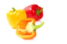 Orange, Yellow And Red Bell Peppers Royalty Free Stock Images