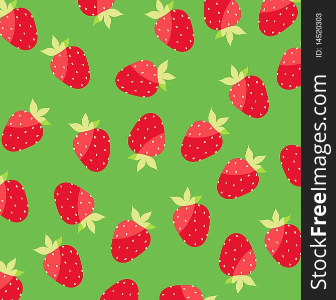 Seamless green wallpaper with strawberries. Seamless green wallpaper with strawberries