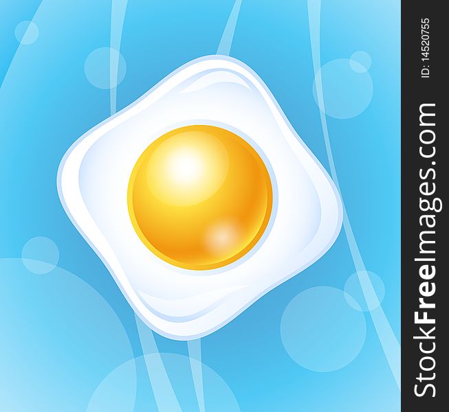 Good morning fresh icon - fried egg on blue background. Good morning fresh icon - fried egg on blue background